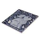 Blau und Weiß Kaninchen Blumendesigner 6" Kunst Fliese (Seite)