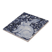 Blau und Weiß Kaninchen mit Vogelfliesen-Design Fliese (Seite)