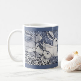 Blau und Weiß Kaninchen Tile Chinoiserie Bunny Kaffeetasse