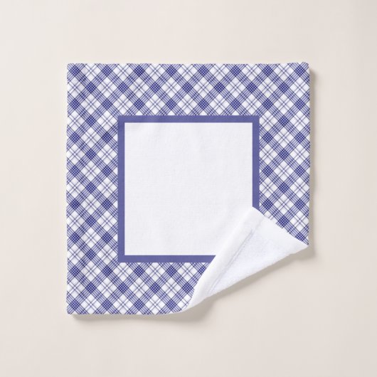 Blau und Weiß Kariert Badhandtuch Set (Waschlappen)