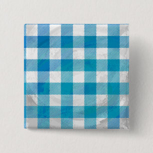 Blau und Weiß kariert Büffelkariert Button