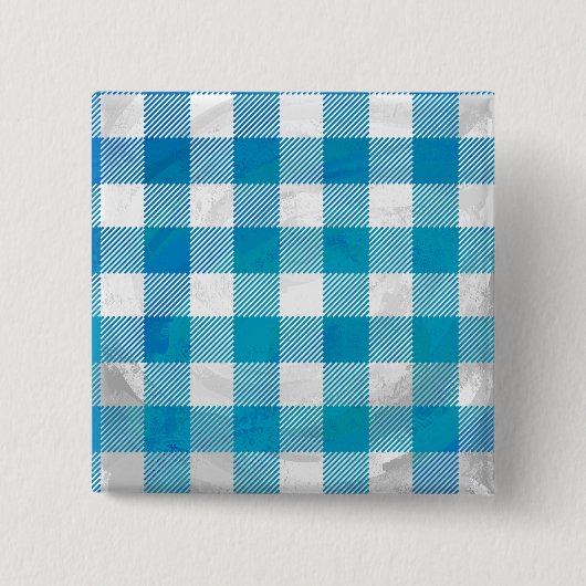 Blau und Weiß kariert Büffelkariert Button (Vorderseite)