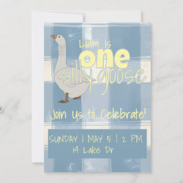 Blau und Weiß Kariert eine Alberne Gans Einladung