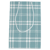 Blau und Weiß Kariert Mittlere Geschenktüte (Rückseite)