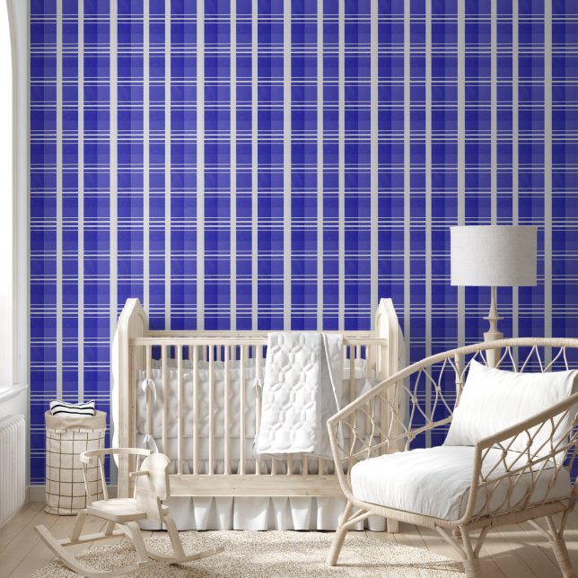 Blau und Weiß Kariert Tapete (Kinder)