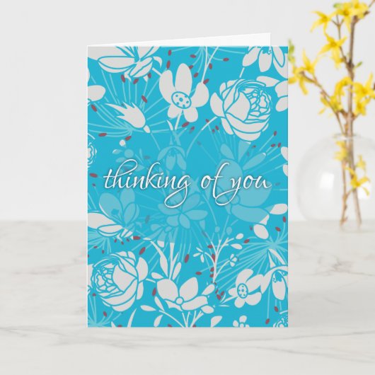 Blau und Weiß Karte (Gelbe Blume)