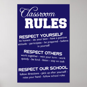 Blau und Weiß-Klassenzimmer Poster