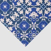 Blau und Weiß Klassisches elegantes Damask-Muster Seidenpapier (Ausschnitt)