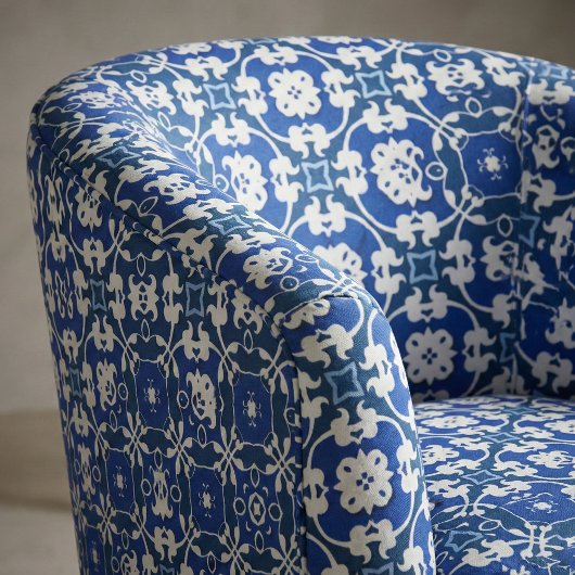 Blau und Weiß Klassisches elegantes Damask-Muster Stoff