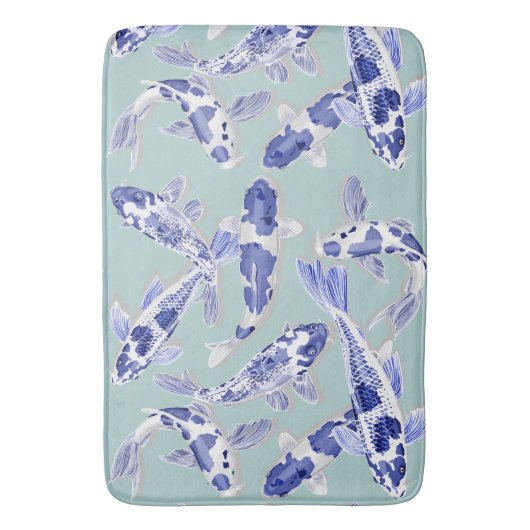 Blau und Weiß Koi Badematte (Vorderseite Vertikal)