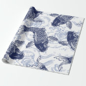 BLAU UND WEISS KOI FISH JAPANESE Wrackpapier Geschenkpapier (Ungerollt)