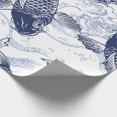 BLAU UND WEISS KOI FISH JAPANESE Wrackpapier Geschenkpapier (Ecke)