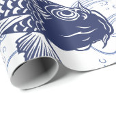 BLAU UND WEISS KOI FISH JAPANESE Wrackpapier Geschenkpapier (Rolleneckpunkt)