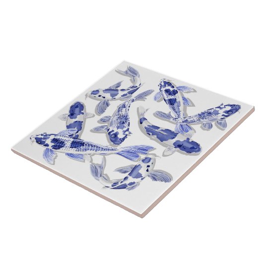 Blau und Weiß Koi Fliese (Seite)
