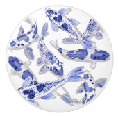 Blau und Weiß Koi Keramikknauf (Vorderseite)