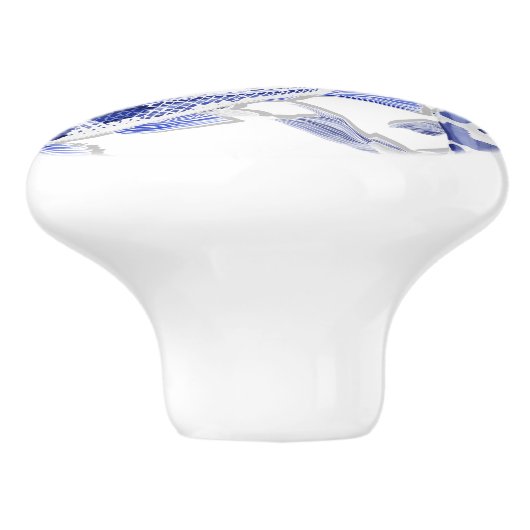 Blau und Weiß Koi Keramikknauf (Seitenansicht)