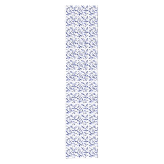 Blau und Weiß Koi Kurzer Tischläufer (Vorderseite)