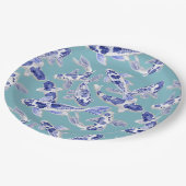 Blau und Weiß Koi Pappteller (Schrägansicht)