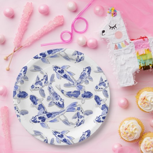 Blau und Weiß Koi Pappteller (Party)