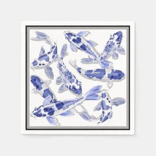 Blau und Weiß Koi Serviette