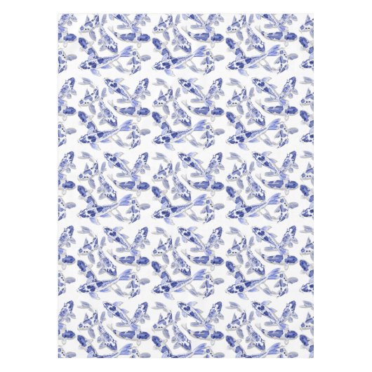 Blau und Weiß Koi Tischdecke (Vorderseite)