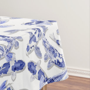 Blau und Weiß Koi Tischdecke