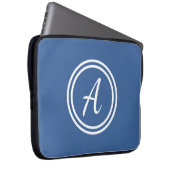 Blau und weiß, kundenspezifisch, monogramm, Laptop Laptopschutzhülle (Vorne Rechts)