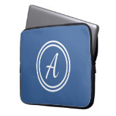 Blau und weiß, kundenspezifisch, monogramm, Laptop Laptopschutzhülle (Vorderseite Links)