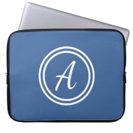 Blau und weiß, kundenspezifisch, monogramm, Laptop Laptopschutzhülle