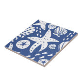 Blau und Weiß Küste Seashell Fliese (Seite)