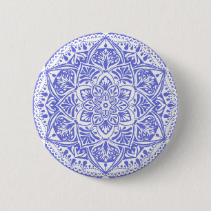 Blau und Weiß Mandala - Loergann in Bluebell Button