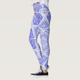 Blau und Weiß Mandala - Loergann in Bluebell Leggings