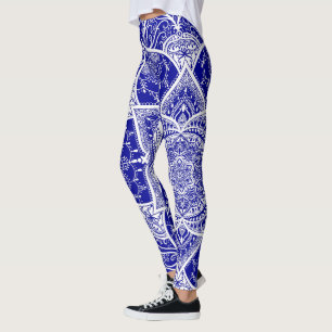 Blau und Weiß Mandala - Loergann - Sapphire Leggings