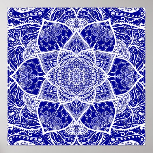 Blau und Weiß Mandala - Loergann - Sapphire Poster (Vorne)