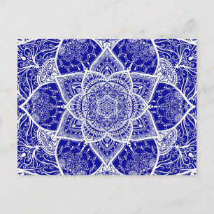 Blau und Weiß Mandala - Loergann - Sapphire Postkarte