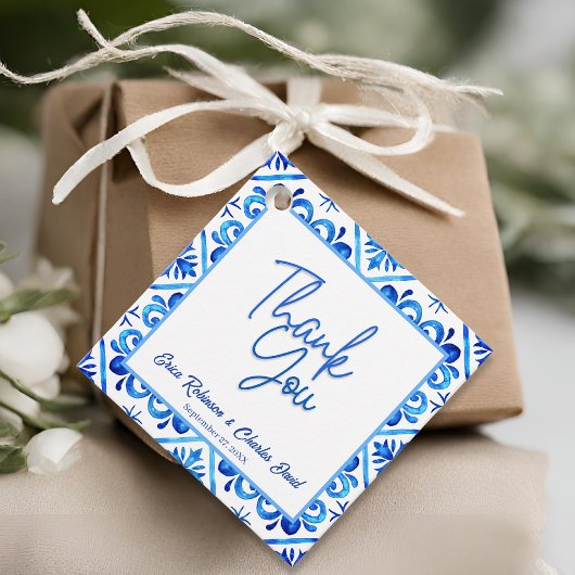 Blau und Weiß Marokkaner Vielen Dank Gastgeschenk Geschenkanhänger