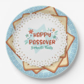 Blau und Weiß Matzah Jewish Holiday Passover Pappteller (Vorderseite)
