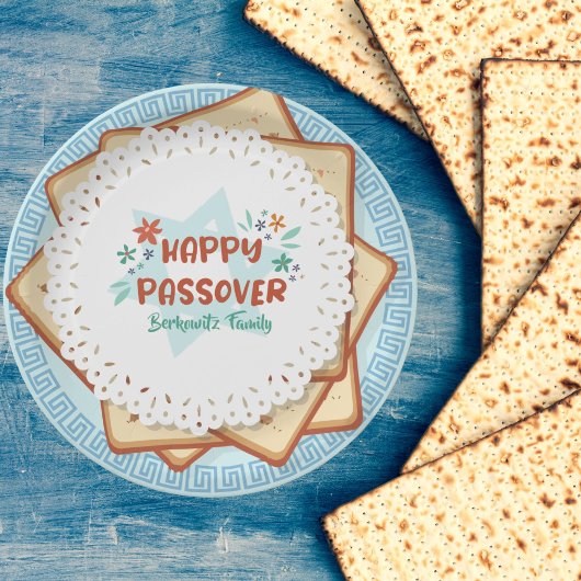 Blau und Weiß Matzah Jewish Holiday Passover Pappteller
