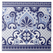 Blau und weiß mexikanische Talavera Folk Art Tile Fliese (Vorderseite)