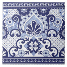 Blau und weiß mexikanische Talavera Folk Art Tile