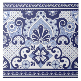Blau und weiß mexikanische Talavera Folk Art Tile Fliese