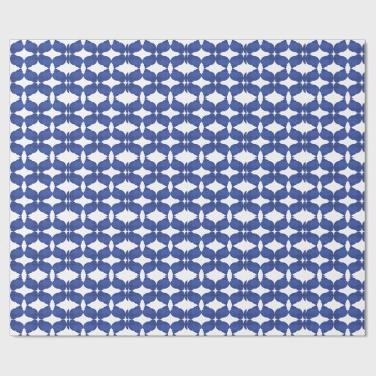 Blau und Weiß Minimalistische Küste Seashell Einfa Geschenkpapier (Flach)