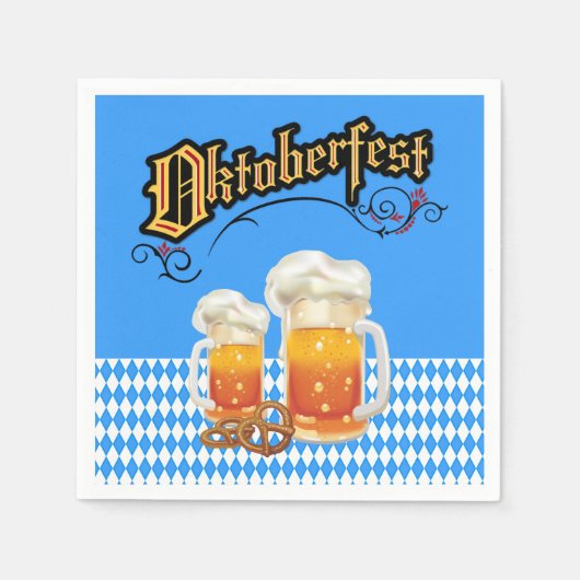 Blau und Weiß mit Biersteins Oktoberfest Napkin Serviette (Vorderseite)