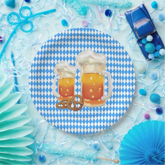 Blau und Weiß mit Biersteins Oktoberfest Pappteller (Party)
