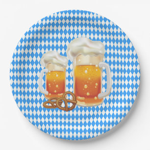 Blau und Weiß mit Biersteins Oktoberfest Pappteller