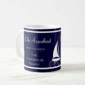 Blau und Weiß mit dem Namen Sailboat Kaffeetasse (Vorderseite Links)