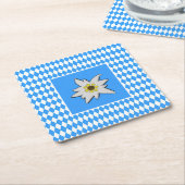 Blau und Weiß mit Edelweiss Oktoberfest Rechteckiger Pappuntersetzer (angewinkelt)