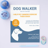 Blau und weiß mit Orange Dog Walker Template Flyer (Einzeln)