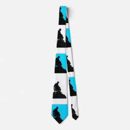 Blau und Weiß mit Schwarz-Shakespeare-Silhouette Krawatte