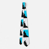 Blau und Weiß mit Schwarz-Shakespeare-Silhouette Krawatte (Rückseite)